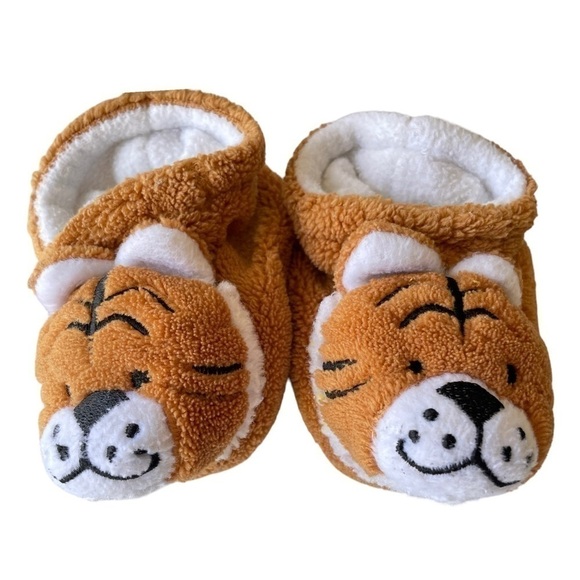 Baby 0-9 Months Unisex Tiger Slippers Warm Indoor Shoes Soft Slippers - Picture 1 of 7